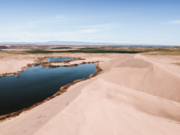 Desert beside body of water