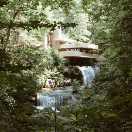 Frank Lloyd Wright's Fallingwater in Pennsylvania, the iconic house on a waterfall